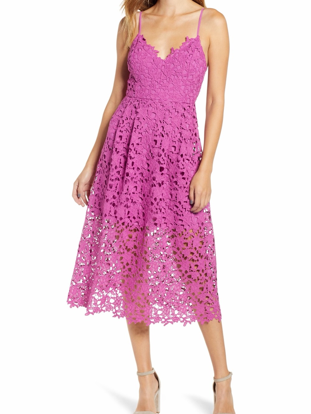 Astr the Label Lace Midi Dress
